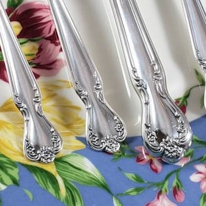 1952 DAYBREAK aka ELEGANT LADY Service for 4, Five piece place settings, Vintage Rogers & Bro silverplate flatware, Antique silverware set