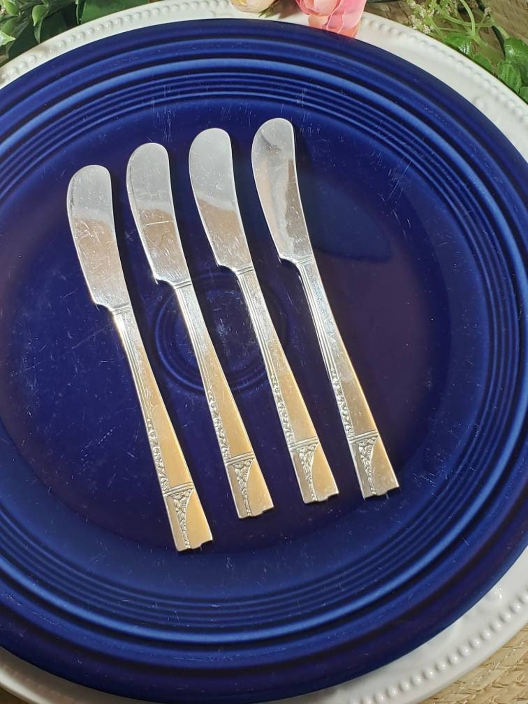 1937 CAPRICE Set of 4 Butter Knives, Vintage Nobility Plate Silverplate