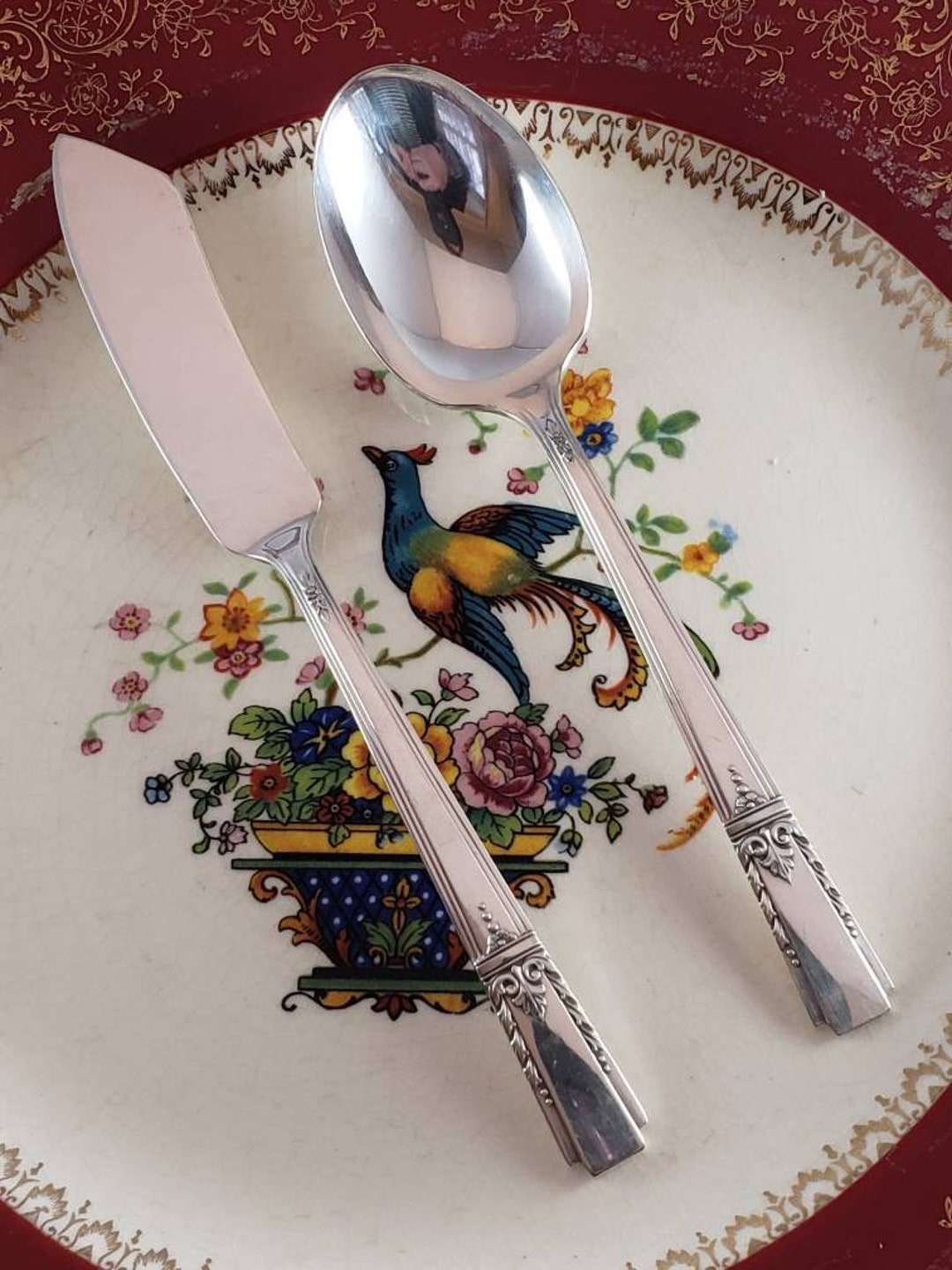 1940 LADY DRAKE Master Butter Knife & Sugar Spoon Vintage Wm Etsy