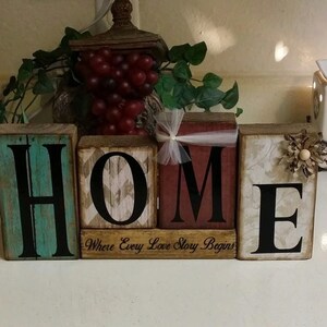 Christmas Gift for mom, Home Wooden Letter Block Sign, Love Story Quote, Housewarming Present for Couple