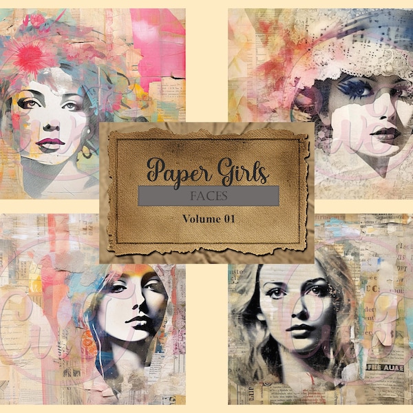 Paper Girls - Faces - Vol 01 - 18 Mixed Media Paper JPEG Images - Utilisation commerciale gratuite