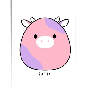 Cute Patty the Cow, Pink and Purple Squish- Mallow Digital Art Print ...