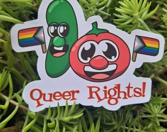 Queer Rights VeggieTales Sticker | Queer Pride Sticker | UV/Waterproof Sticker