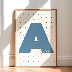 Arte de pared imprimible con iniciales y nombres personalizados: decoración moderna para guardería de niñas o niños: descarga personalizada, arte digital, habitación de niños, preadolescentes