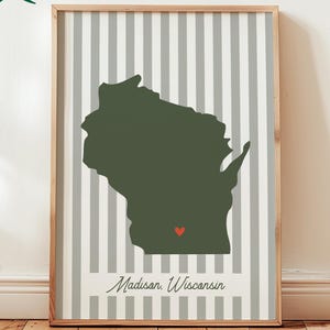 Custom Location Print - Personalized Wall Art Apartment Decor - Digital Art, Dorm Room Decoration, custom town city state, hometown, stripes