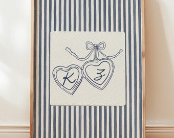Personalisierte Paare Locket Print | Initialen Jahrestag Geschenk (Digitaler Download)