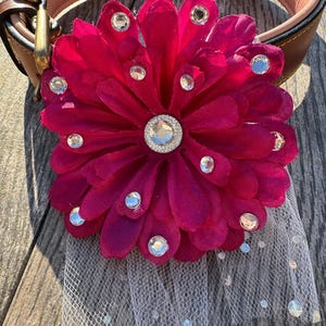 Dogs Flower Accessory Collar Attachment Pink Rhinestone Flower Dog Accessories