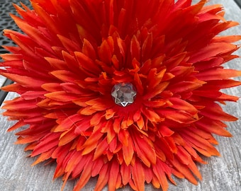 Dogs Collar Flower, Extra Large Orange Flower, Collar Attachment, Collar Accessory