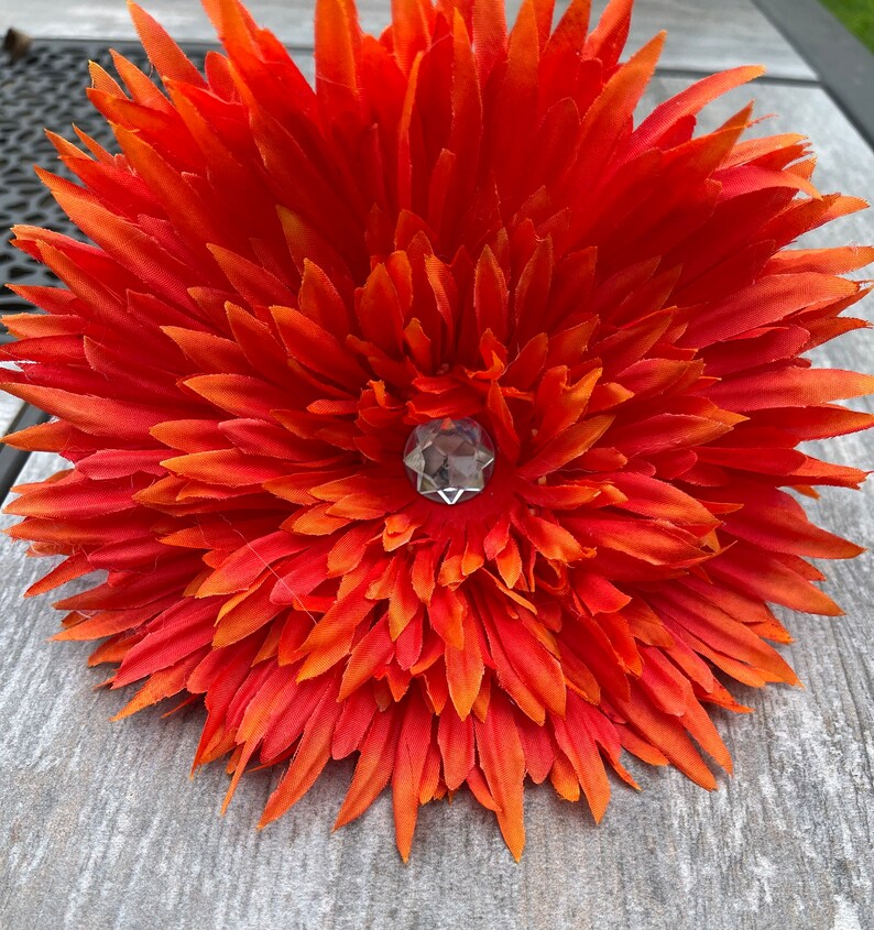 Dogs Collar Flower, Extra Large Orange Flower, Collar Attachment, Collar Accessory image 1