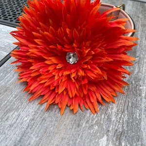 Dogs Collar Flower, Extra Large Orange Flower, Collar Attachment, Collar Accessory image 2