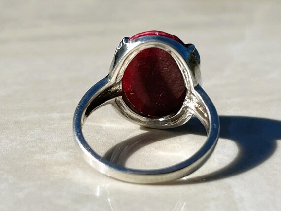 Genuine Ruby Checkered Cabochon Ring in Sterling … - image 5