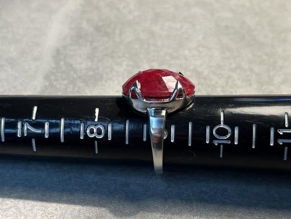 Genuine Ruby Checkered Cabochon Ring in Sterling … - image 12