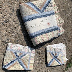 VINTAGE! Domestications Cottagecore Fabric Patchwork Bedding Duvet and Pillow Covers