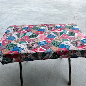 VINTAGE! Cranston VIP Cotton Fabric w/ Patchwork Design Tablecloth