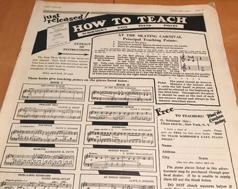 VINTAGE! Die Etüde 'Schirmer's Leichte Klavier Stücke How To Teach Piano Piece' Büchlein