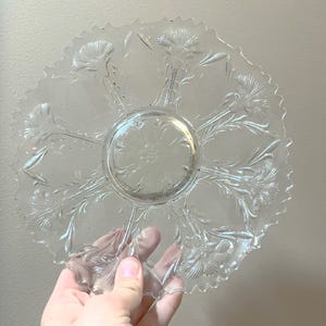 VINTAGE! Manganese Clear Glass Plate w/ Floral Design
