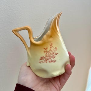 VINTAGE! Austrian Handpainted Porcelain Floral Print Creamer Pitcher
