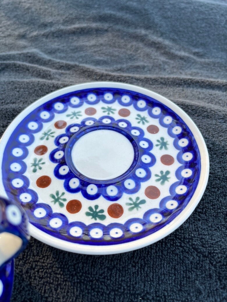 Boleslawiec Polish Pottery Snowflake Teapot Teacup and Saucer Etsy