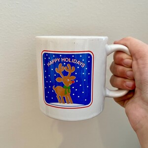 VINTAGE ! Mug Rudolph le renne dans la neige Joyeuses fêtes