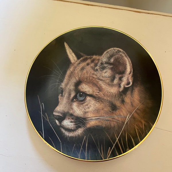 VINTAGE! Princeton Gallery Cubs of the Big Cats Collectors Plate - 'Cougar Cub’