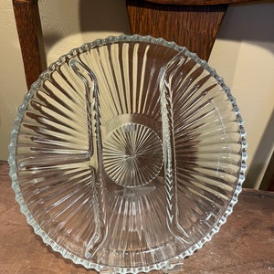 VINTAGE! Pressed Glass Relish Divided Serving Tray