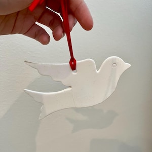 VINTAGE! Handmade Christmas White Ceramic Dove Ornament