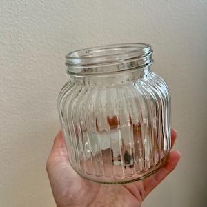 VINTAGE! Small Clear Glass Ribbed Jar
