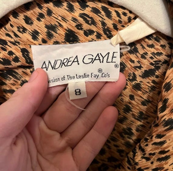 VINTAGE! Cheetah Print Button Down Blouse - image 5