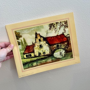 VINTAGE! Donald Art Co. Waterscape Bridge Dutch Town Print