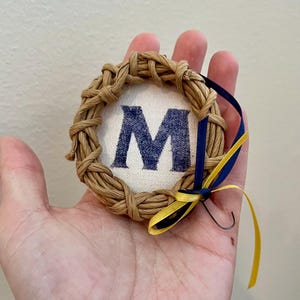 VINTAGE! Handmade Christmas University of Michigan Wreath Ornament