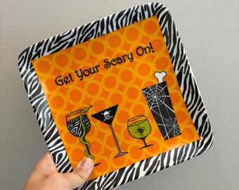 UITSTEKEND! Halloween 'Get Your Scary On' vierkant bord 7 x 7"
