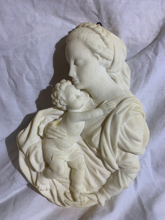 ヴィンテージ！宗教的な聖母子の石膏壁掛け - Etsy 日本
