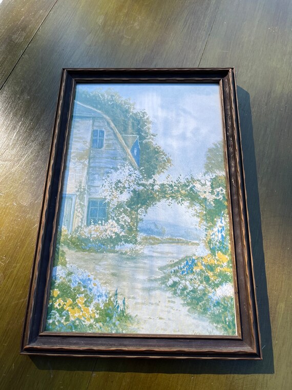 VINTAGE Naturescape Art in Frame Etsy