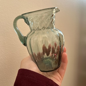 VINTAGE! Aqua Clear Glass Pulegoso Creamer Pitcher