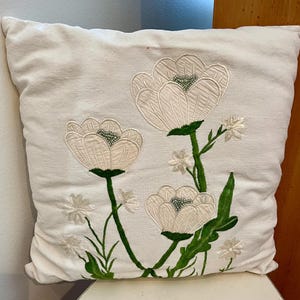 VINTAGE! Embroidered Flower Decorative Pillow