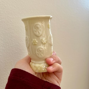 VINTAGE! Belleek Yellow and White Bud Vase
