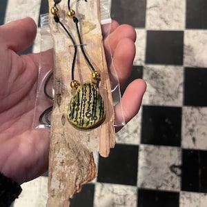 Handmade Boho Ceramic Necklace w/ Leather Cord