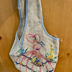 VINTAGE! Handmade Cross-Stiched Handbag w/ Girl Design