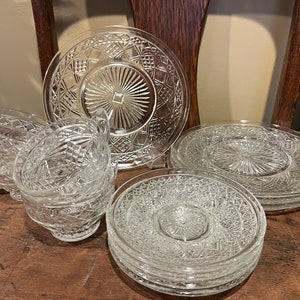 VINTAGE! Big Top Tea Party Crystal Cut Glassware Played and Teacups