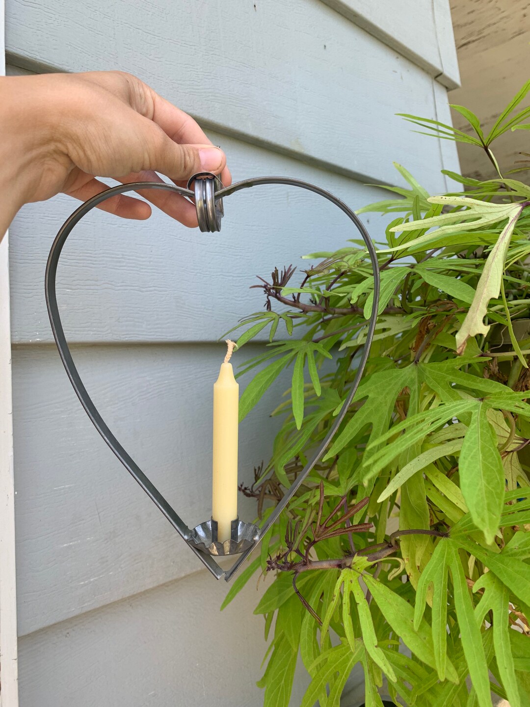 VINTAGE Iron Heart Candle Holder Etsy