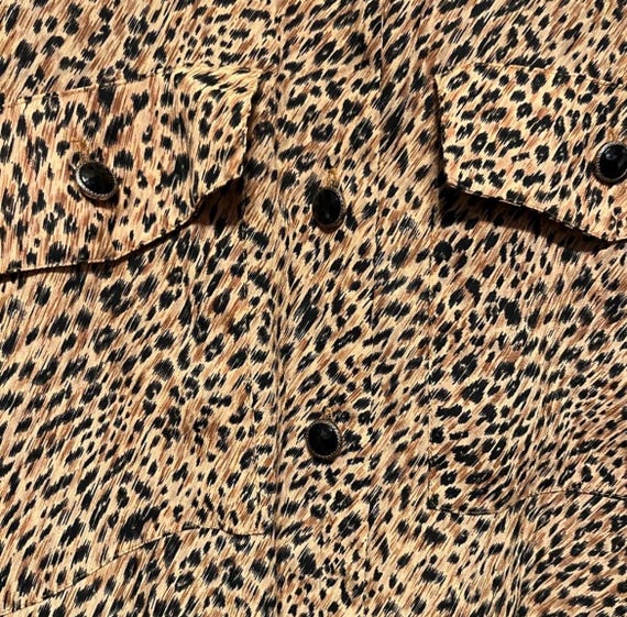 VINTAGE! Cheetah Print Button Down Blouse - image 2