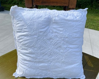 VINTAGE! White Embroidered Pillow