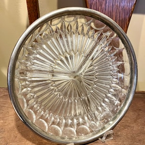 VINTAGE! Clear Pressed Glass and Silverplated Three Section Relish Dish