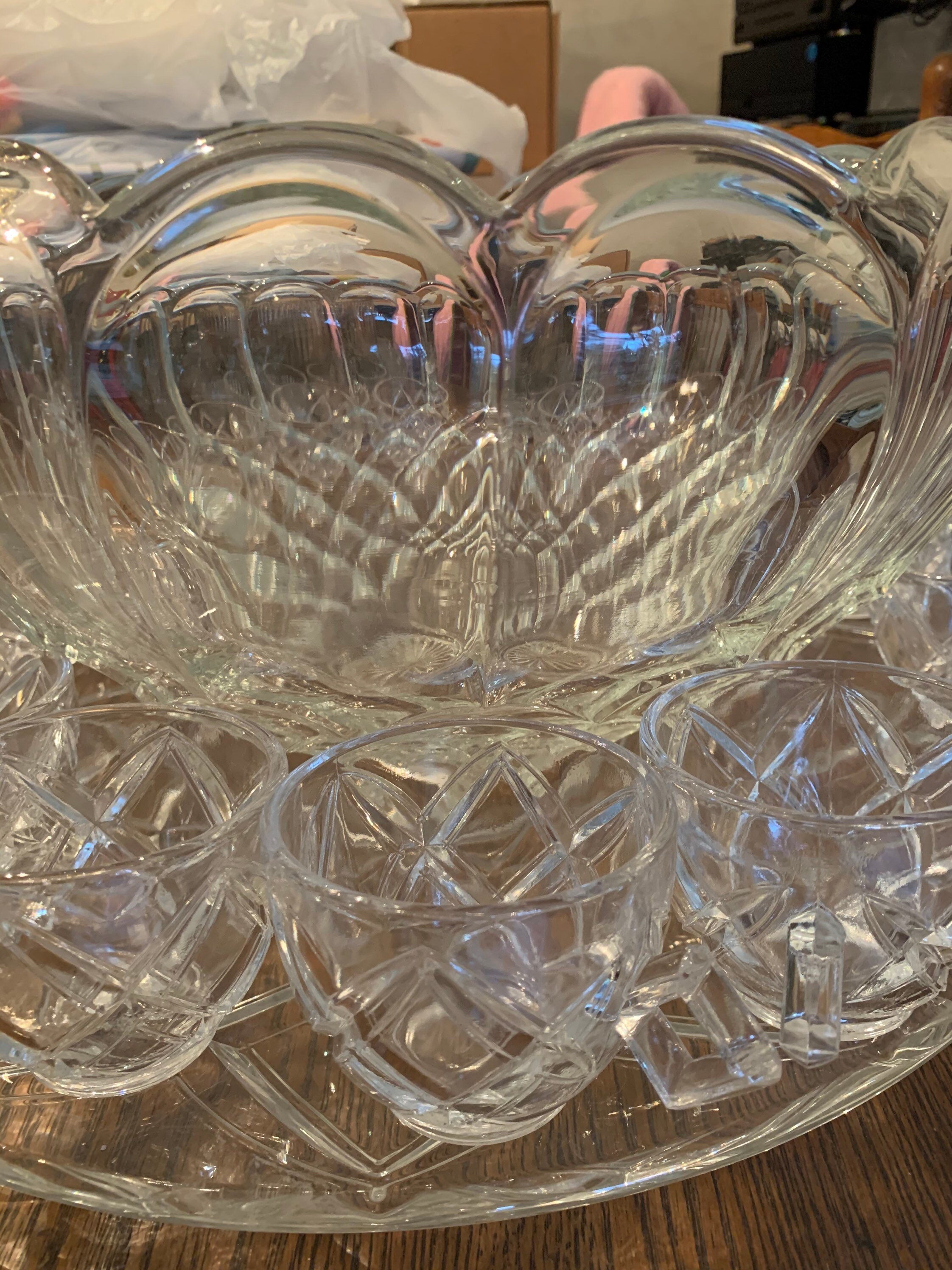 VINTAGE Crystal Punch Bowl and Cups Etsy