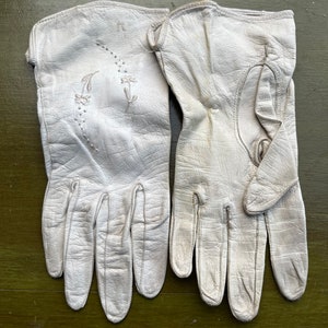 UITSTEKEND! Witte leren autohandschoenen
