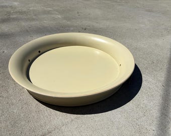 WINTAGE! Drewniana taca na krem z metalowymi bambusowymi uchwytami