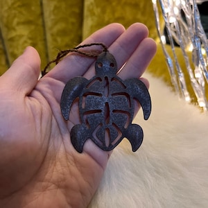 WINTAGE! Żółw morski Metal Rustykalny Brązowy Świąteczna ozdoba Sznurek Wycięty
