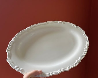 VINTAGE! Italian White Ceramic Scalloped Serving Platter