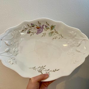 VINTAGE! Porcelain Handpainted Floral Serving Platter Dish