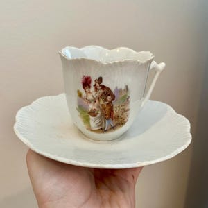 VINTAGE! French Traditional Couple Teacup and Saucer